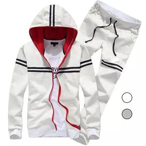 Ensemble de broderie personnalisée Survêtement Sweat 2 pièces Été French Terry unisexe Zip Hoodies pour hommes - Product Image 1