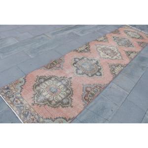 Turkish Vintage Rug, <b>Runner</b> 3x12.5 ft (92x382 cm) Rug, <b>Red</b> Ombr Wool Rug - Product Image 3