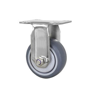 Roue fixe de 2 pouces en acier inoxydable 304, roue rigide en TPR pour étagère de meubles - Product Image 1