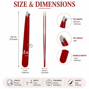 Pinzas para Cejas Rojas de Acero Inoxidable con Punta Angulada, Herramienta de Belleza para Depilación de Precisión, Agarre Antideslizante - Product Image 4