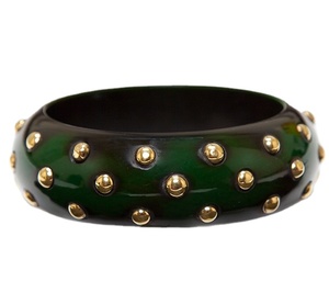 Bracelet manchette tendance en acrylique bleu de qualité supérieure avec clous plaqués or, bijou unisexe pour femme, idéal pour les mariages et les fêtes - Product Image 4