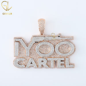 Nueva colección Iced Out Round & Baguette Cut Moissanite Diamond Letter Rectángulo en forma de colgante geométrico HipHop - Product Image 6