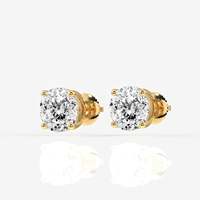 Pendientes de Moissanita Brillante de 1 Quilate, Corte Portugués Certificado, Incoloro (D-E), Engaste de Cuatro Puntas, Oro de 18K, para Compromiso