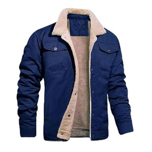 Veste polaire respirante pour homme, style urbain, automne-hiver, bleu clair, col montant standard, fermeture éclair, unie - Product Image 1