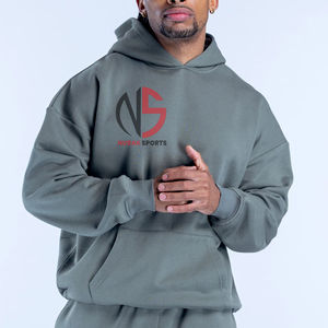 ชุดวอร์มผู้ชาย เสื้อฮู้ดลายกราฟิกป่าแบบกำหนดเองขายดี และกางเกงจ็อกเกอร์ทรงตรง ผ้าคอตตอนหนานุ่ม ชุดออกกำลังกายผู้ชาย ที่นูรัก - Product Image 3