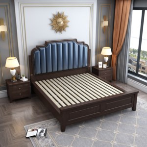Traditional Sleigh <b>Bed</b> King Size Solid <b>Frame</b> Soft Upholstered Headboard <b>Platform</b> Design - Product Image 6