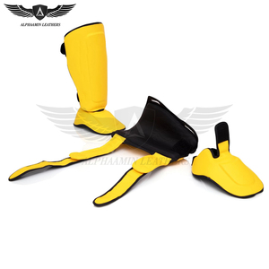 Protège-tibias et pieds détachable léger et durable de couleur jaune et noire pour l'entraînement de combat et la boxe - Product Image 6