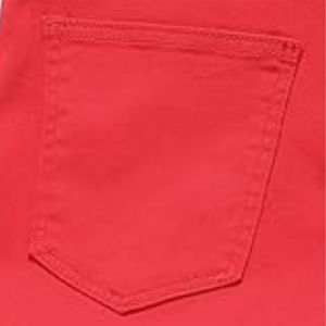 กางเกงยีนส์ผู้ชายสีแดงขาสั้นแบบลำลองเอวกลางกางเกงใส่สบายใส่สบายเป็นมิตรกับสิ่งแวดล้อมผ้าเดนิมผ้าฝ้าย100% สีแดงใหม่ - Product Image 5