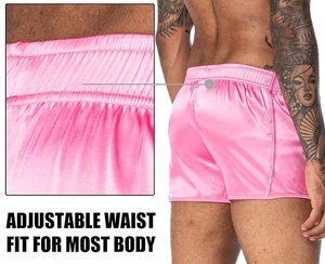 Nouveaux hommes confortables à séchage rapide plage rose couleur soyeux Shorts soie maillot de bain avec cordon élastique taille respirant - Product Image 4