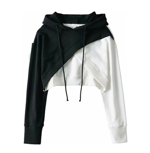 Sudadera con Capucha Gruesa de Felpa Vintage para Mujer, Talla Grande, Logotipo Personalizado OEM, Informal, Corta, Transpirable, para Invierno/Primavera, Lisa - Product Image 4