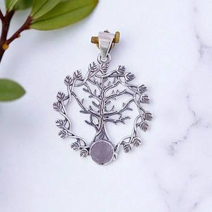 Colgante con diseño original del Árbol de la Vida en plata de ley 925 con piedra preciosa, venta al por mayor de joyería de plata hecha a mano. - Product Image 3