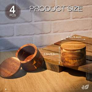 Caja de sal o especias de madera de acacia, 4 Uds., Bodega de sal de madera de acacia con tapa giratoria, caja contenedora de sal con tapa, tarro de madera para cocina - Product Image 2