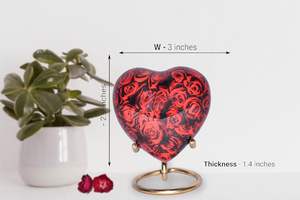 Urna de recuerdo de rosa roja-Mini cremación de corazón con soporte y caja premium-Urna de recuerdo pequeña-Honra a tu ser querido con urna - Product Image 2