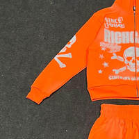 Conjunto Deportivo Unisex de 2 Piezas con Lavado Ácido, Ecológico, Estilo Urbano, Pantalones Deportivos Acampanados, Sudadera Corta con Capucha, Estampado Y2K