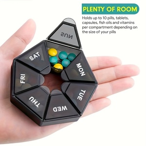 8,3*8,3*1,7 cm 7 rejilla semanal píldora anticonceptiva caja de almacenamiento dividida colorido viaje al aire libre píldora organizador comida joyería píldora monedero - Product Image 2