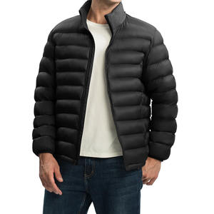 Veste matelassée à col montant pour homme de haute qualité, design tendance, coupe-vent, chaude, en toile, couleur unie - Product Image 3