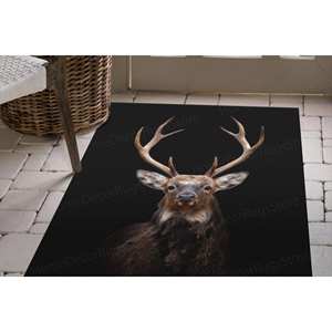 Deer Printed <b>Rug</b>: Cool, Classic Indoor Gift <b>Rug</b>, Large, <b>Thick</b>, Black,Luxury Velvet <b>Rug</b> - Product Image 5
