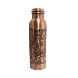 Elegant Etched Pattern Pure Copper Water <b>Bottle</b> With Traditional Indian Art Design for Healthy Drinking - Product Image 1