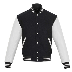 Venta al por mayor verde bordado parche chaqueta universitaria para hombres hombre Letterman Varsity chaquetas con piel de vaca manga de cuero para el invierno - Product Image 6