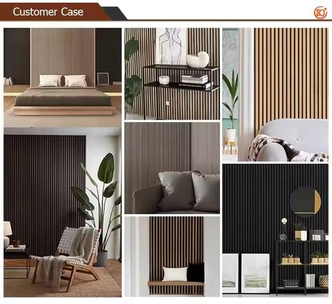 Factory Direct Natural Acoustic Wall Panels Rubber Wood Soundproofing for Gym Polyester Noise Reduction Living Warehouse School