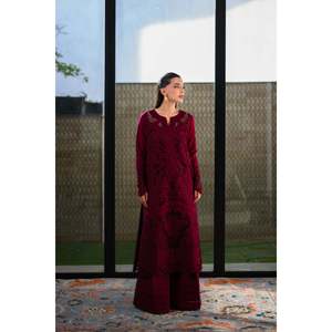 Conjunto ZAIB de 3 Piezas: Camisa de Chifón con Bordado Chikan, Dupatta de Tela Khaddi con Bordado y Pantalones - BIC-4896 - Product Image 3