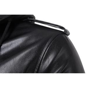 Automne nouvelle veste en cuir à capuche de moto pour hommes européens et américains veste en cuir de grain supérieur personnalisée - Product Image 4