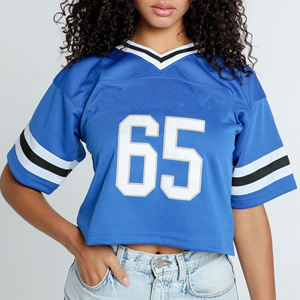 Loose Women's Short Sleeved V Neck Casual Top Football Sports Jersey Football Top - Product Image 5