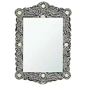 Miroir mural décoratif de haute qualité au design moderne en nacre, cadre carré multifonctionnel en incrustation d'os - Product Image 1