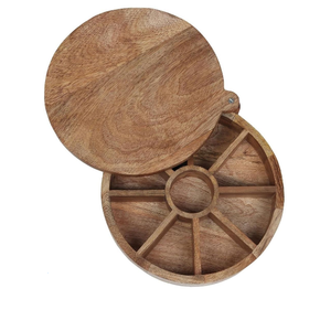 Caja de especias de madera de alta calidad Masala Dabba para cocina con tapa Contenedores de especias Cuchara de diseñador Caja de Masala - Product Image 2