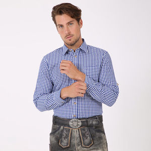 เสื้อเชิ้ตผ้าฝ้ายลายตารางสไตล์บาวาเรียนแบบลำลองสำหรับเทศกาลปี 2025 เสื้อเชิ้ตถักแบบดีไซเนอร์พร้อมบริการ OEM - Product Image 4