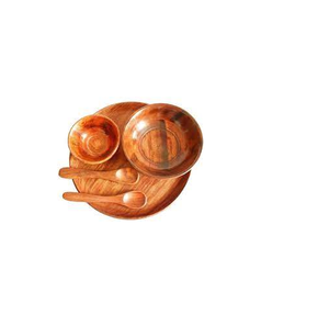 Service de vaisselle en bois et assiettes de service de nourriture pour restaurant ensembles de vaisselle en bois d'acacia massif - Product Image 1