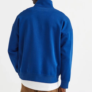 Jersey extragrande liso de calidad superior para hombre, levantado de último diseño Sudadera con cuello, media cremallera, básico, mezcla de algodón - Product Image 3