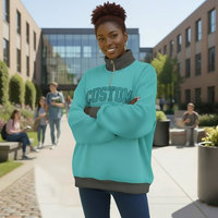 Sudadera de cuello alto de algodón 100% para mujer, de manga larga, estilo urbano de invierno, con bordado y estampado frontal, al por mayor