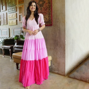 Vestido largo de manga corta con cuello en V, novedad - Product Image 2