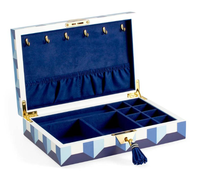 Boîte à bijoux en bois avec incrustation de résine géométrique, boîte de rangement de luxe, organisateur de bibelots avec compartiments, boîte à souvenirs décorative