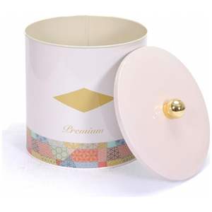 175x180mm métal rond bidon 4.1L bouton poignée Patchwork motif fond rose - Product Image 4