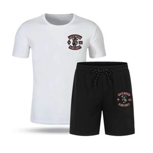 2022 été hommes Fitness ensemble décontracté à manches courtes t-shirt et short deux pièces survêtement - Product Image 5