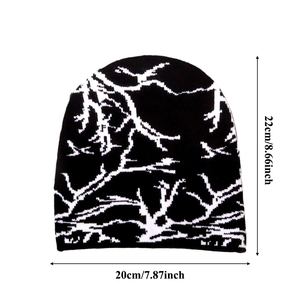 หมวกบีนนี่พิมพ์ลาย Y2K แบบสตรีทสองด้านลายสายฟ้าผ่าสำหรับผู้ชายและผู้หญิงกลางแจ้งหมวกฤดูหนาวโลโก้ออกแบบได้ตามต้องการ - Product Image 3
