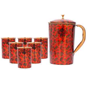 Jarra de Cobre Puro con Diseño Rojo Impreso y Vasos Promocionales - Product Image 4