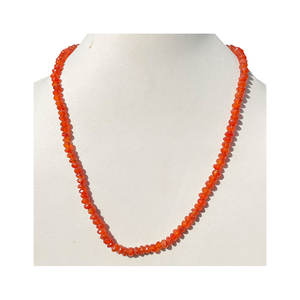 สร้อยคอธรรมชาติสีส้มคาร์เนลเลียนลูกปัดเหลี่ยมเพชรพลอย - Product Image 1