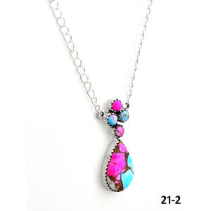 Southwest Style Cotton <b>Candy</b> Mohave & Sterling Silver Water Drop <b>Necklace</b> for Gift Occasions - Product Image 3