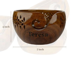 Cuenco de hilo de palisandro hecho a mano, organizador de ganchillo y tejido, organizador de ganchillo, cuenco de hilo, regalo de Navidad funcional - Product Image 2