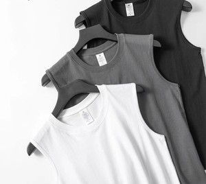 เสื้อกล้ามผ้าฝ้ายลำลองสำหรับผู้ชายเสื้อออกกำลังกายระบายอากาศได้ดีแขนกุดออกแบบโลโก้ได้ตามต้องการสไตล์สตรีท - Product Image 4