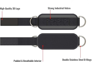 Tobilleras acolchadas unisex con logotipo personalizado al por mayor, anillo en D ajustable, correas de tobillo para gimnasio, accesorios de equipo de Fitness con cable - Product Image 6