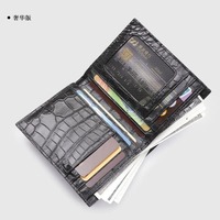 Portefeuille en cuir véritable pour hommes, portefeuille d'affaires multi-cartes horizontal noir de grande capacité pour sacs à main et luxe