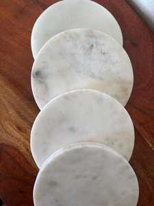 Sous-verres ronds en marbre faits à la main, pierre naturelle, vaisselle - Product Image 3