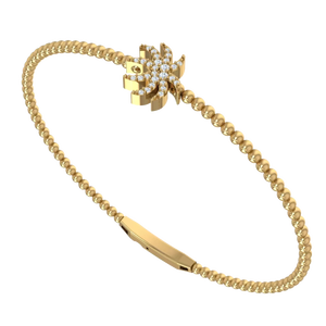 Brazalete Flexible Ajustable de Oro de 14K y Diamantes Naturales para Mujer |   Joyería de Lujo para Uso Diario de Mujer |   0.15 Quilates - Product Image 1