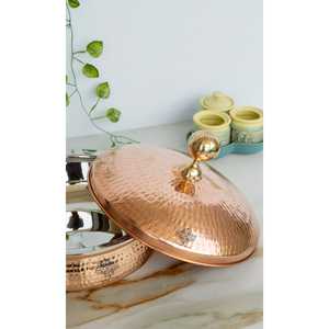 Luxury Tableware-Steel <b>Copper</b> Handi with Elegant <b>Copper</b> Lid and Brass <b>Knob</b> - Product Image 4