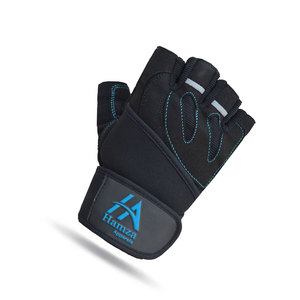 Gants d'haltérophilie noirs haute performance avec coutures bleues Matériau en néoprène de 3mm Conception antidérapante Gants de poignet réglables - Product Image 5