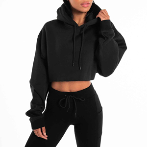 Drop shipping Hoodies Femmes Full Custom Button Up The Hood Set Crop Top Cropped Slim Fit Unisex Oversized Hoodie - Product Image 5